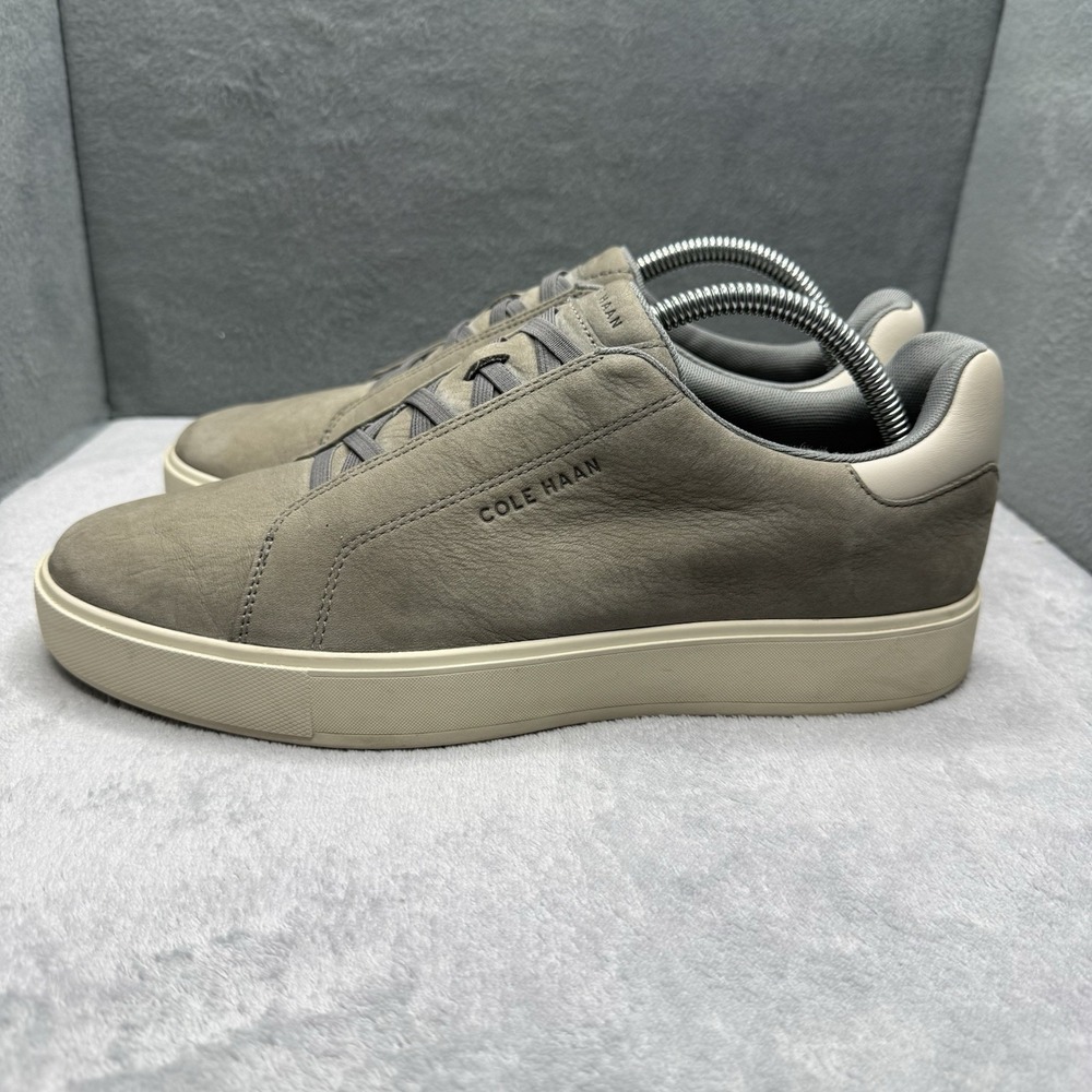 Cole Haan GrandPro Luxe Slip-On Men's 12 Gray Taupe Nubuck Leather Sneakers